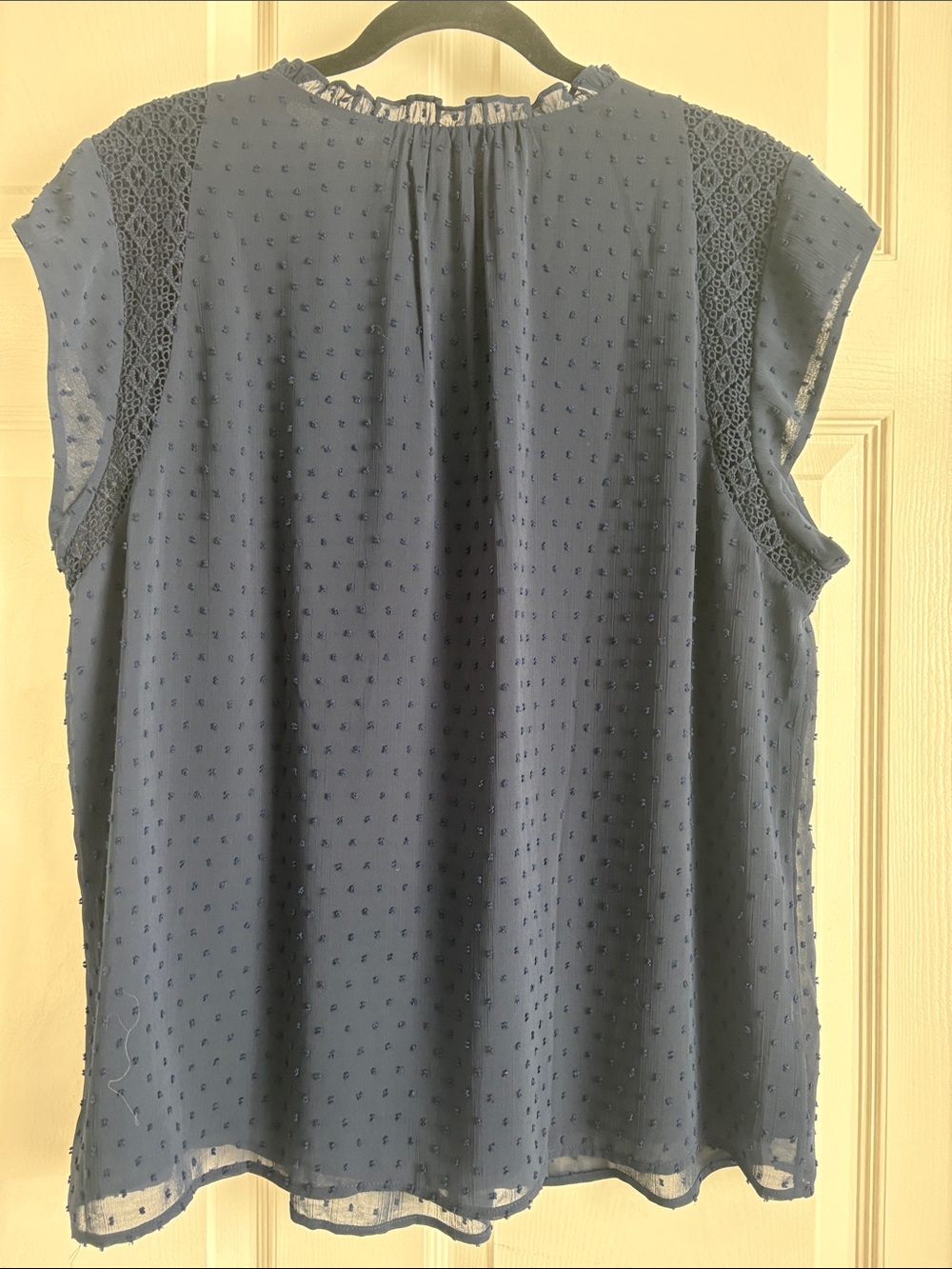 Daniel Rainn Navy Pintuck Cap-Sleeve Blouse - Picture 6 of 7